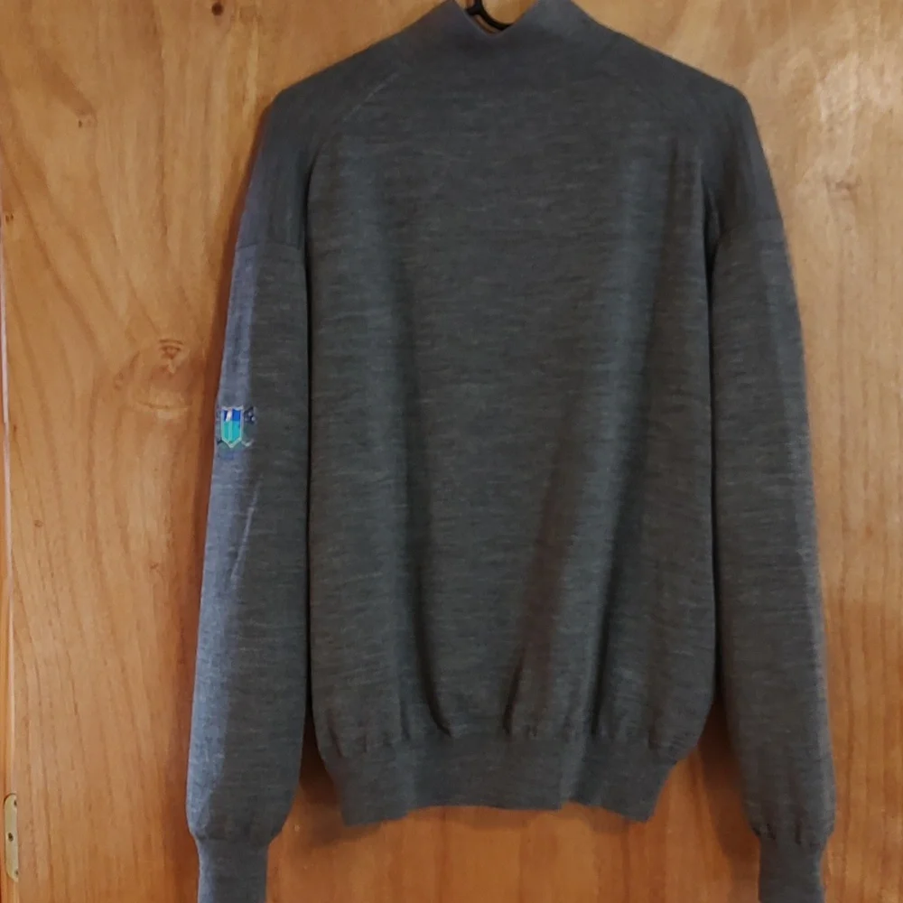Fairway & Greene Mens 100% Wool Quarter Zip Windsweater Charcoal Heather Size M